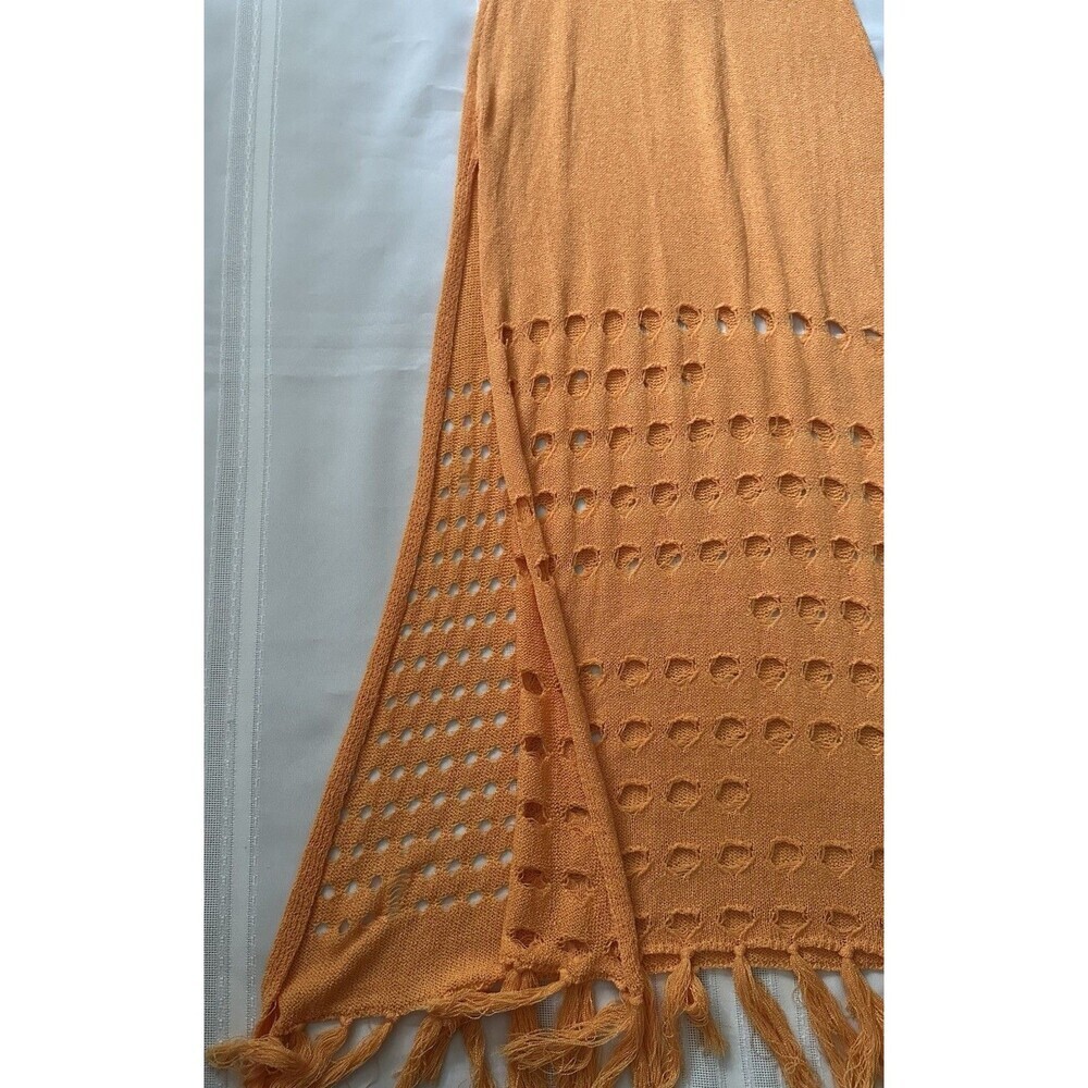 Vici Caliana Tassel Cover-Up Maxi Dress Size L Orange Boho Style Sleeveless EUC - Picture 13 of 16